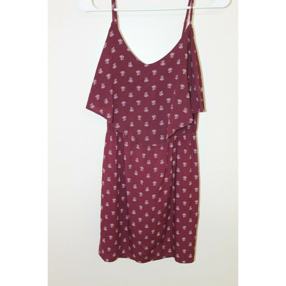 Old Navy Sleeveless Spaghetti Strap Floral Mini Silhouette Maroon Dress Size XS - Picture 3 of 7